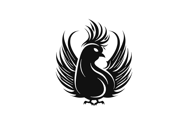 Peacock with wings vector icon logo