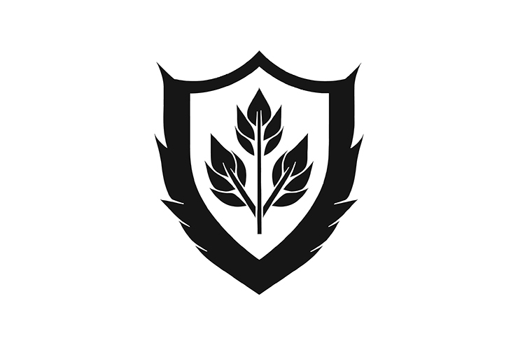 Leaves with shield security company logo