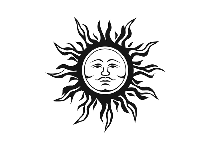 Sun with human face illustration icon logo