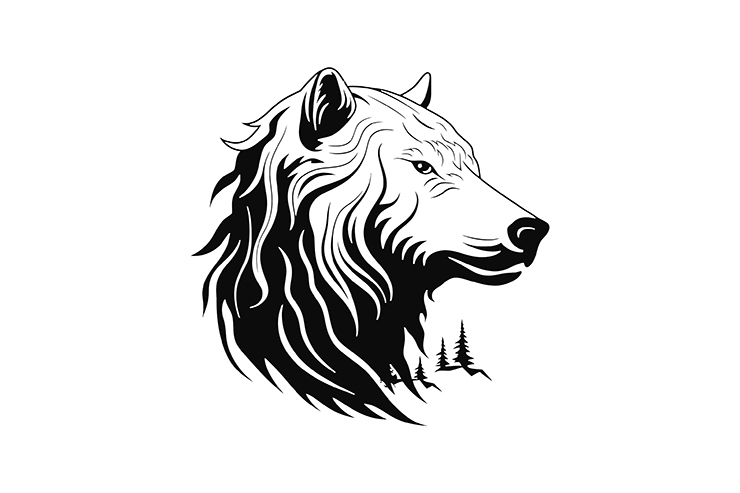 Bear front face illustration icon logo