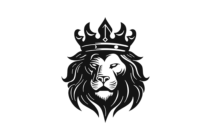 Lion with crown illustration icon logo