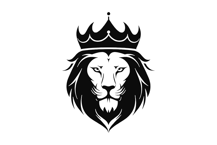 Lion with crown illustration icon logo