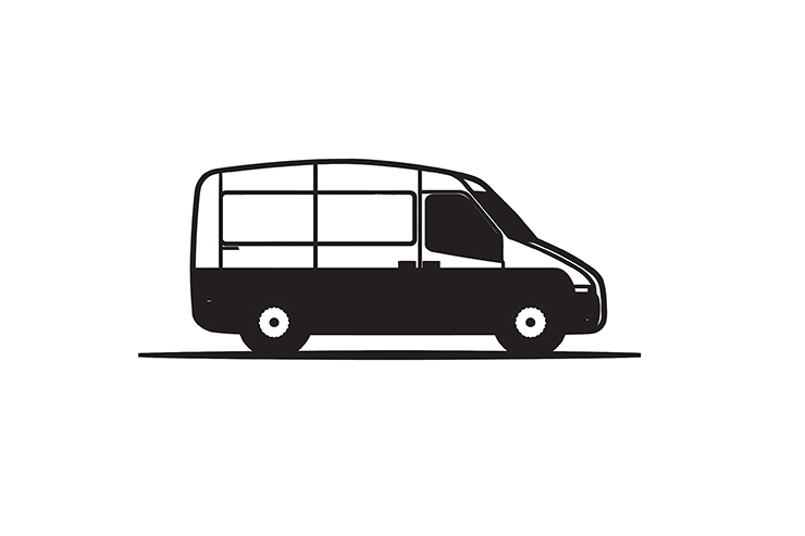 Bus on the road illustration icon logo