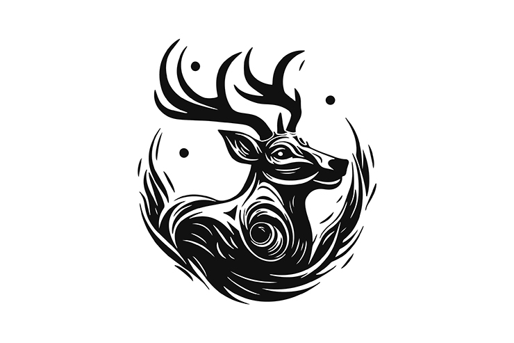 Swamp deer in forest illustration icon logo