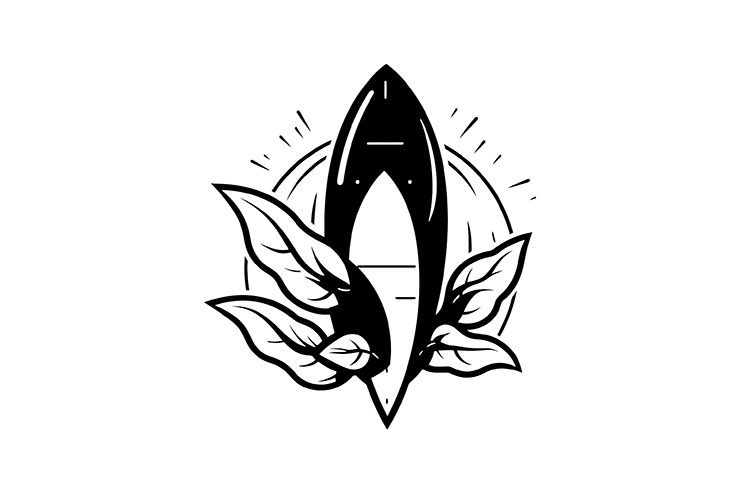 Rocket with leaf illustration icon logo