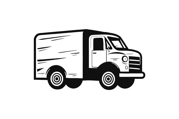 Truck on the road illustration icon logo