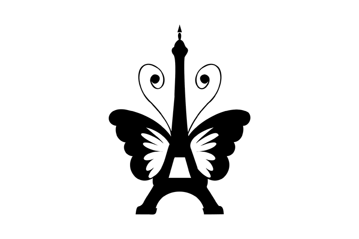 Butterfly with tower illustration icon logo