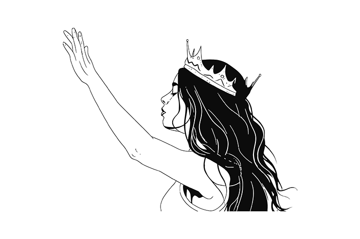 Girl with beautiful hair illustration icon logo