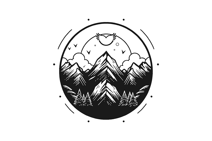 Mountains illustration icon vector logo