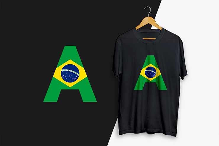 Brazil flag letter mark vector logo