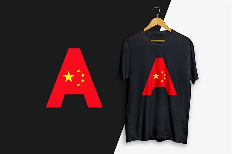 China’s flag letter mark vector logo