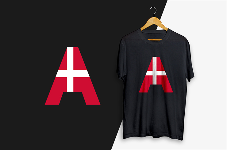 Denmark’s flag letter mark vector logo