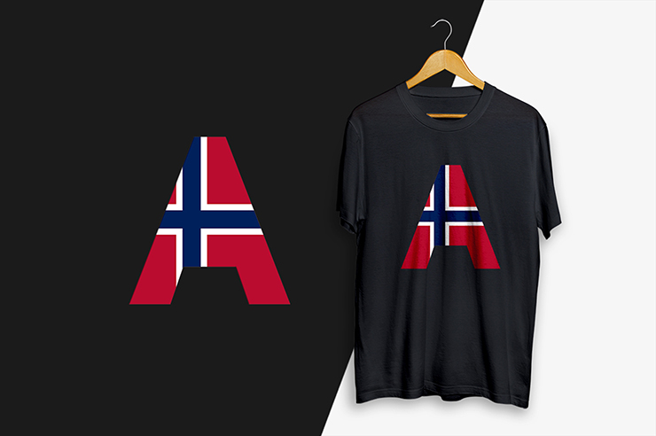 Norway flag letter mark alphabetic gradient color vector logo