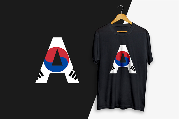 South Korean flag letter mark alphabetic gradient color vector logo