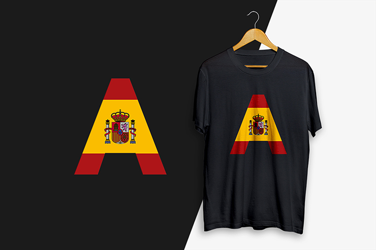 Spain flag letter mark alphabetic gradient color vector logo