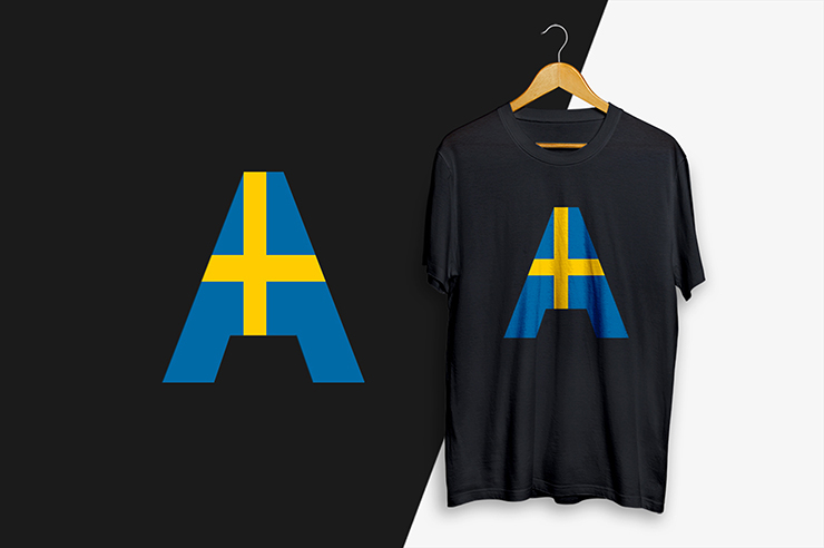 Sweden flag letter mark alphabetic gradient color vector logo