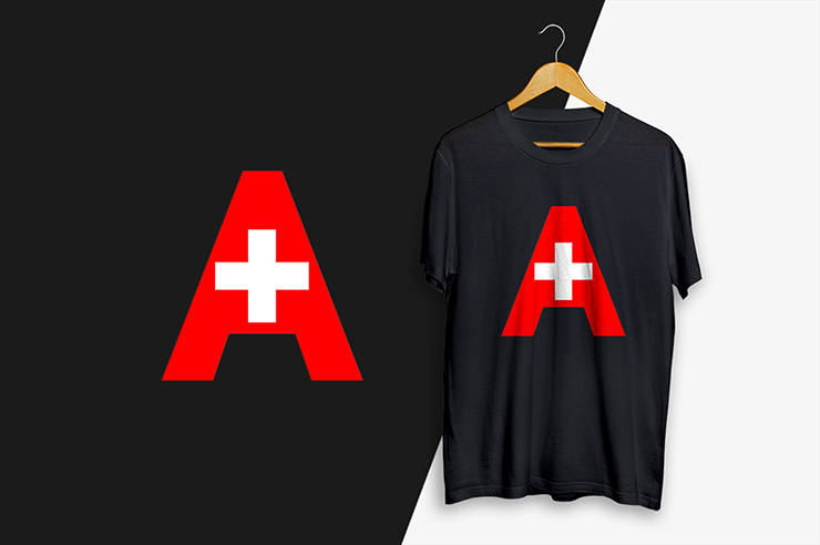 Switzerland flag letter mark alphabetic gradient color vector logo