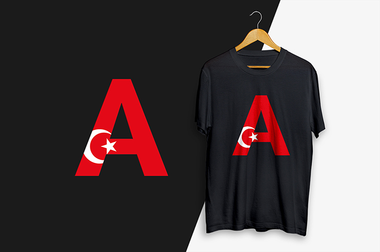Turkey’s flag letter mark alphabetic gradient color vector logo