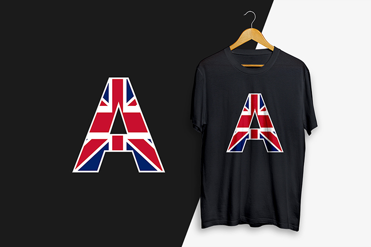 UK flag letter mark alphabetic gradient color vector logo