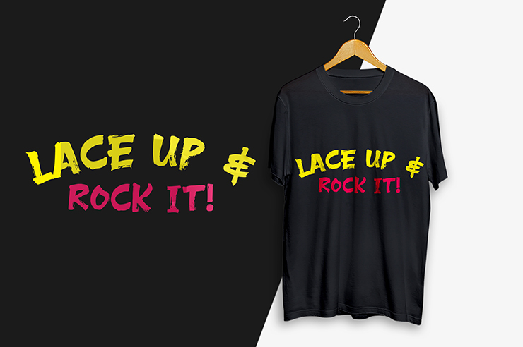 Lace up and rock it t-shirt design