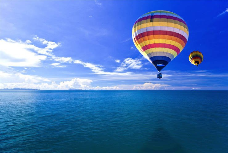 Paragliding balloon fly sky cloud flying colorful sea clear ocean