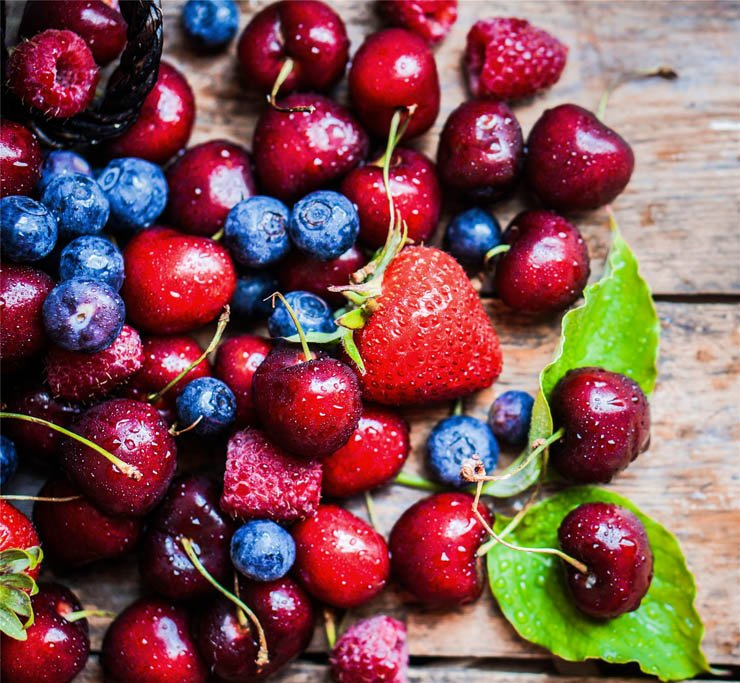 RusticFruits cherry leaves wood fruit fruits eat food kitchen health healthy berry blueberry redberry strawberry
