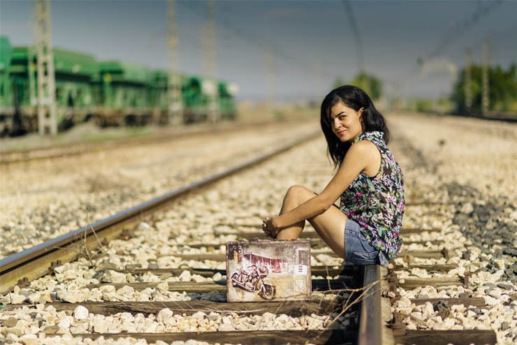 Solitary train raileway girl fashion shooting rail photoshooting photoshoot shoot female