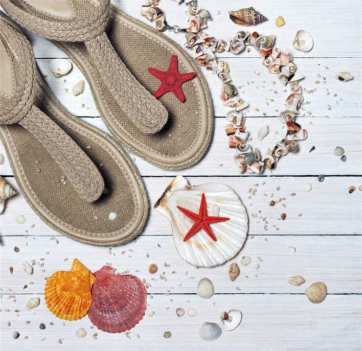 Spa charm slipper slippers star beach clam shell seashell