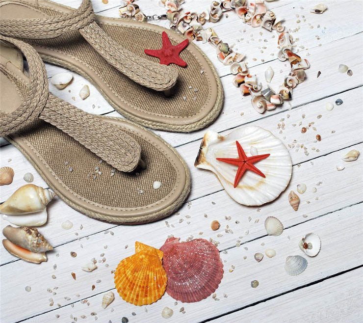 Spa charm slipper slippers star beach clam shell seashell shells