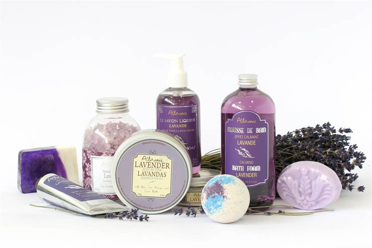 Spa product products lavender cream soap bottle bottles jar jars