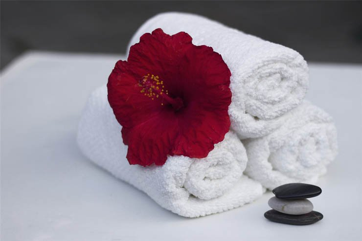 Spa rock rocks stone stones rose roses flower flowers towel towels