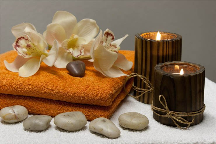 Spa rocks rock stones stone candles candle flower flowers rose roses towels towel