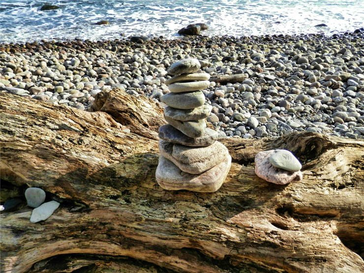 Stacked stones rock rocks stone beach rocky summer tree trunk