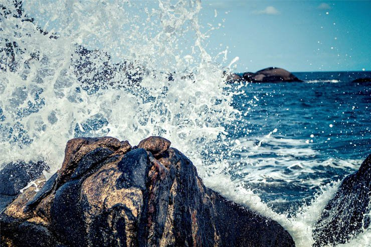 Waves wave crash crashing rock sky water sea ocean