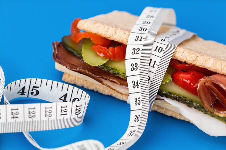 Weight measuring tape healthy food sandwich diet plan loss slim