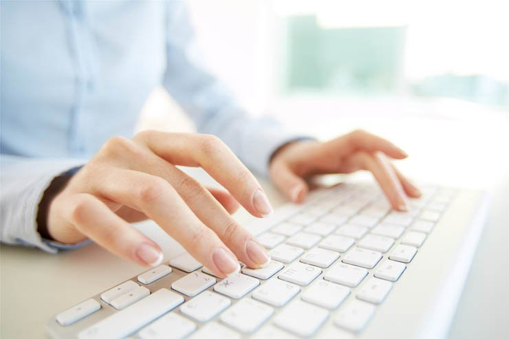 Writing typing hand computer laptop office business keyboard tech technology