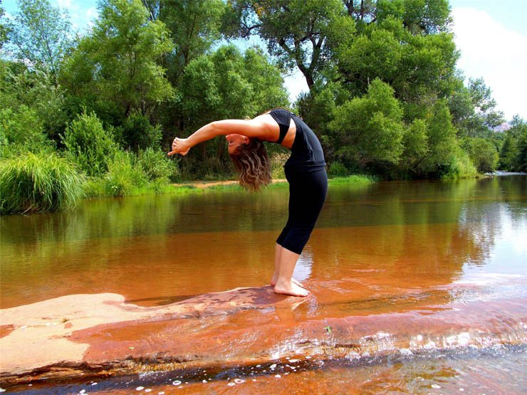 Yoga lake river water free streching lady nature garden forest sky woman pose exercise meditation