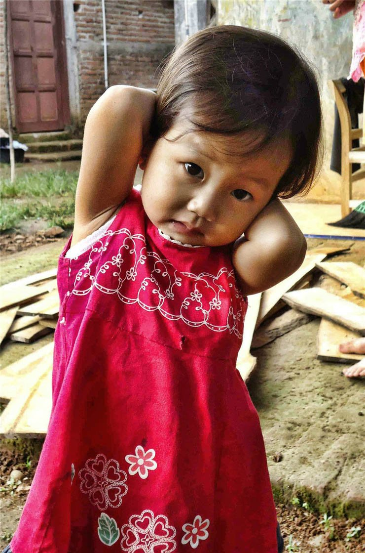 asian girl village kid child children dress pink poor poverty