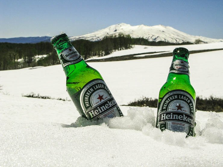 beer winter snow snowy cold bottle sky mountain alcohol