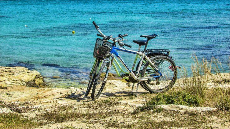 bicycle beach shore sea ocean nature bikes bike