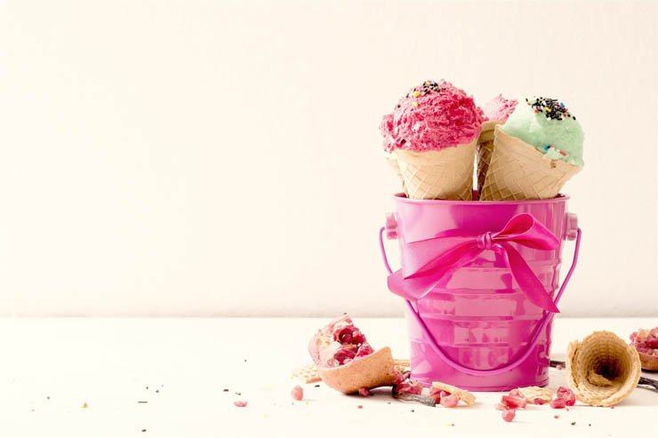 bucket ice cream color colorful pink biscuit icecream summer food dessert