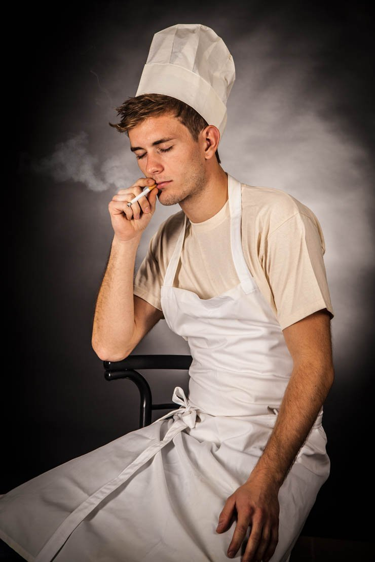 chef cook cooking smoking cigarette relax food