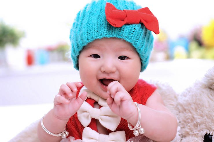 cute baby smiling wearing hat smile asian wear happy kid kids