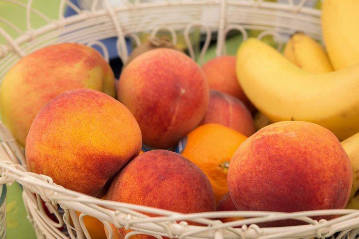 fruit fruits health healthy food banana peach basket outdoor orange