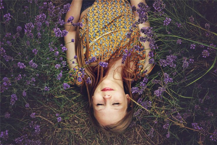 girl fashion field flower flowers spring lay laying down forest sleeping