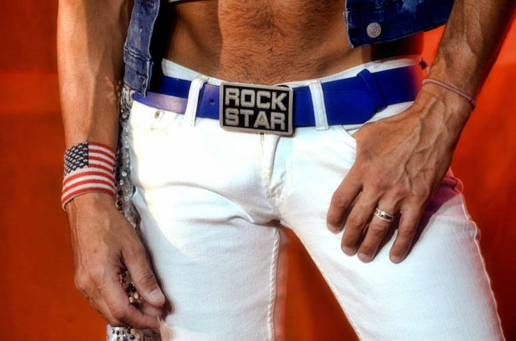 man white pants belt rockstar usa america wrist bandage