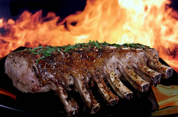 meat beef cook cooking food restaurant flame fire rib ribs lamb grill grilled
