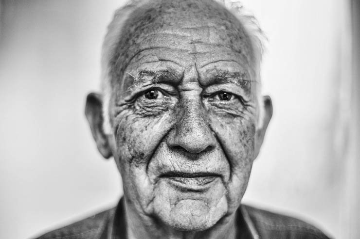old face man black white