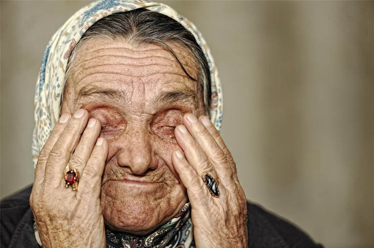 old lady sad cry face