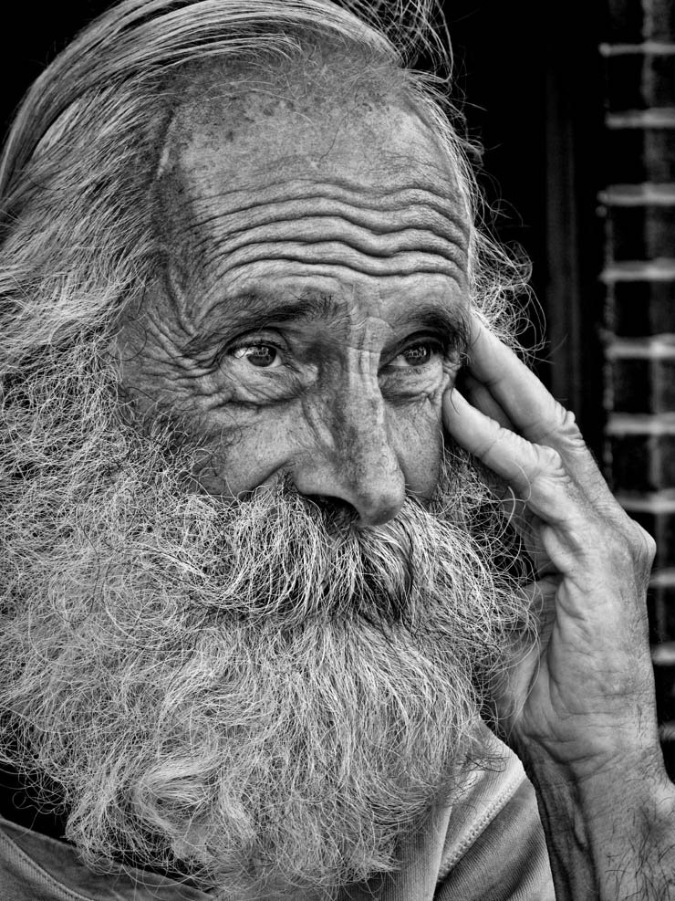 old man men homeless street black white sad